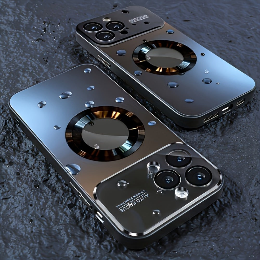 Titanium Matte iPhone Case Magnetic Wireless Charging Shockproof Glass Lens Cover for iPhone 17 Pro Max 17 Pro 17 Air 17 16 Pro Max 16 Pro 16 Plus 16 15 Pro Max 15 Pro 15 Plus 15 14 Pro Max 14 Pro 14 Plus 14