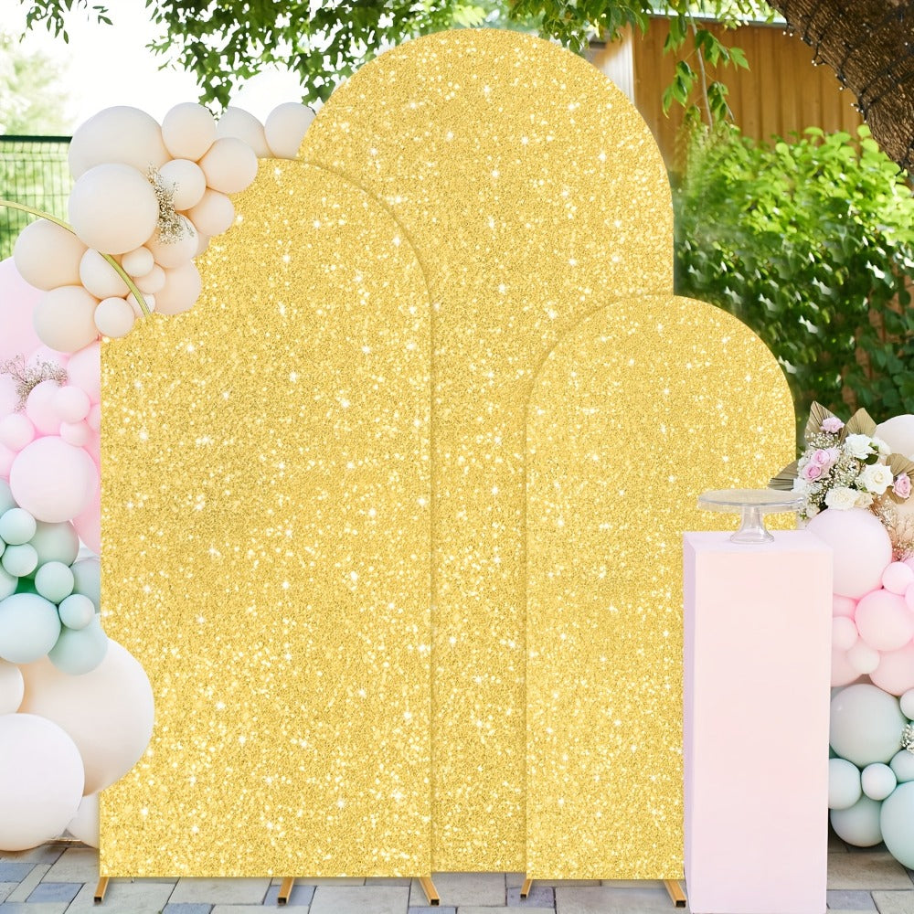 Sequins Wedding Arch Cover Set of 3 Sizes 4ft 5ft 6ft Metallic Spandex Arch Backdrop Cover Payette Glitter Arch Stand Cover for Wedding Birthday Party Decoration