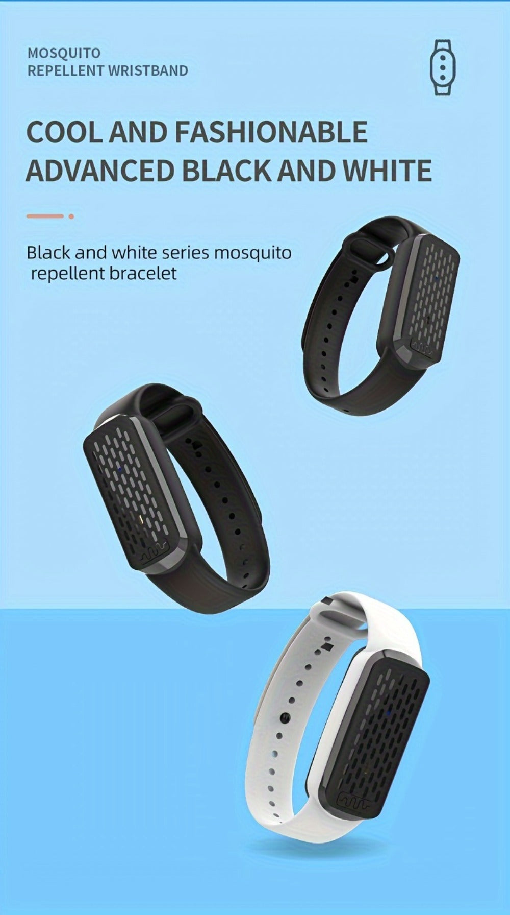 Ultrasonic Mosquito Repellent Bracelet 3-Pack – USB Rechargeable Intelligent Bug Repellent Wristband for Camping, Outdoor, Hiking & Travel, Waterproof Mosquito Control Bracelet for Adults & Kids