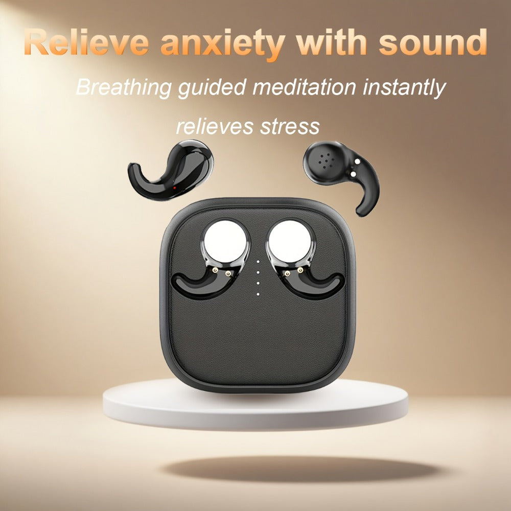 Semi-In-Ear Wireless Headphones 360-Degree Stereo Surround Sound, Black Tech Design High-Fidelity Audio, Rechargeable Lithium-Polymer Battery Type-C Charging, Long Battery Life Earphones for Music Work Travel Daily Use