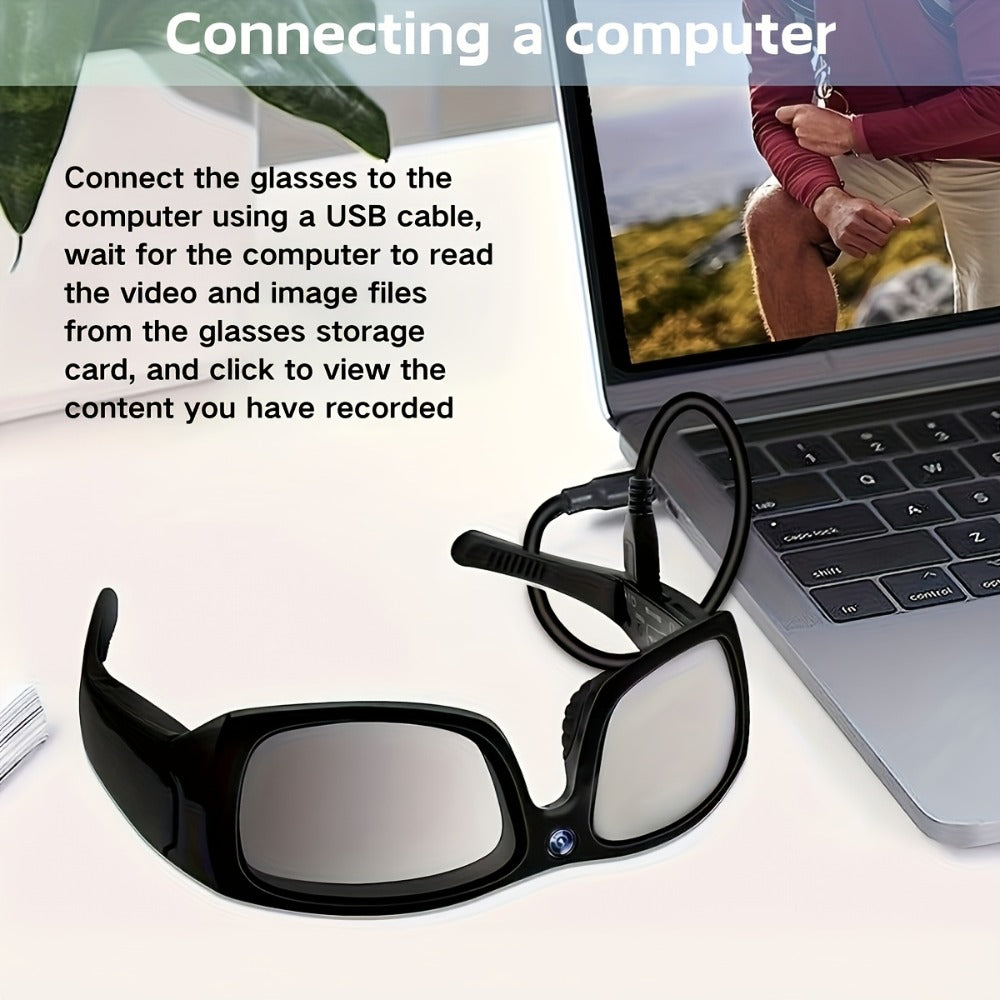 Smart Glasses Camera 1080P HD Video Recording, Built-in 32GB, Music Playback & Phone Call, Wearable Action Camera Sunglasses, 2-Hour Battery, for Travel Vlogging Outdoor Sports, Valentine's Day Gift