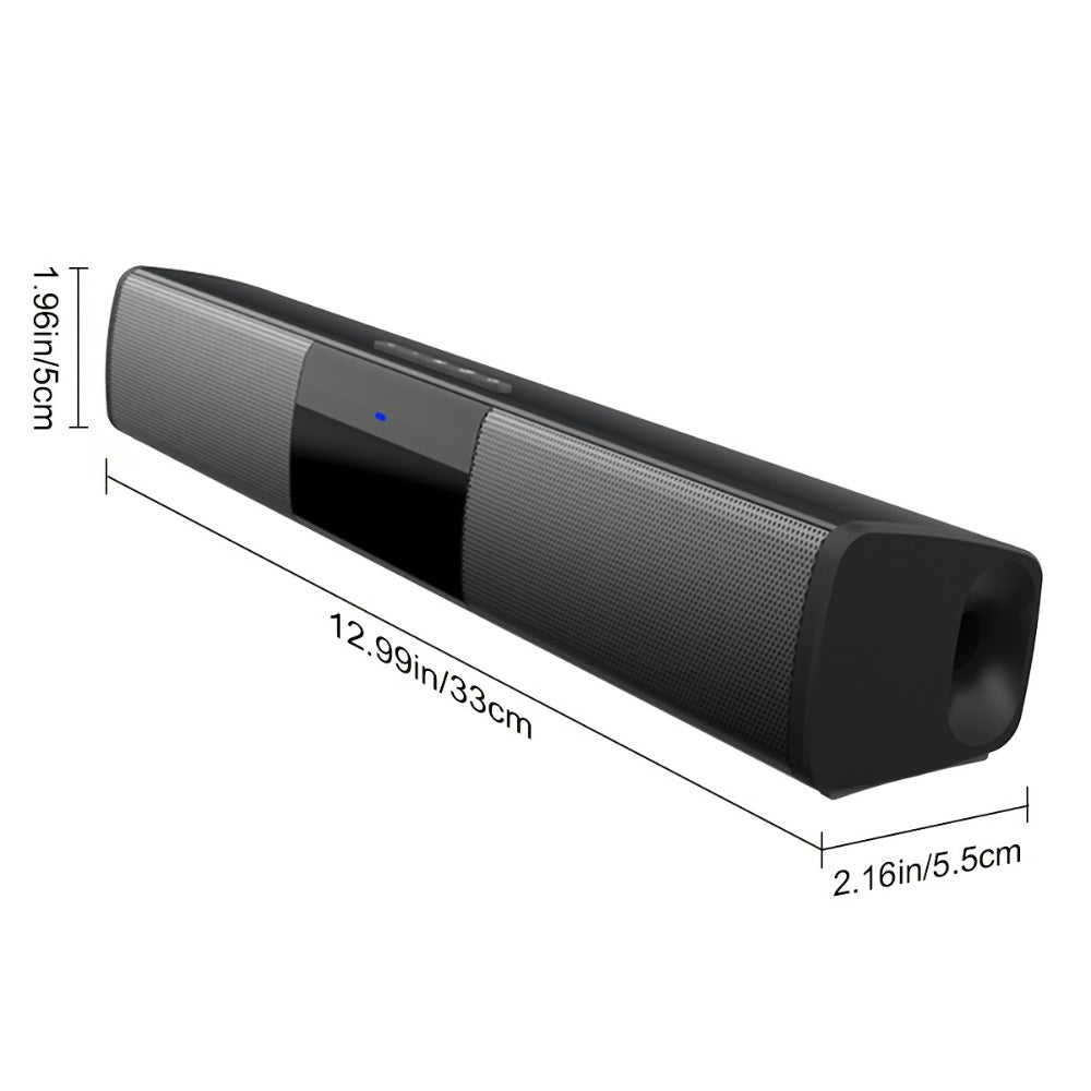 13-Inch Wireless TV Soundbar Speaker with Surround Sound, Bluetooth TWS Stereo Pairing, TF AUX FM USB Inputs, Easy Setup for Smart TV, PC, Projector – Home Theater Sound Bar for Movies, Gaming & Holiday Entertaining
