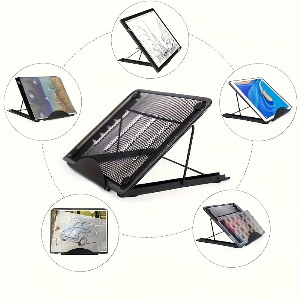 Diamond Painting Light Box Kit A3 A4 5-Piece Folding LED Light Pad Set with Adjustable Metal Stand Hexagonal Non-Slip Mat & Tracing Station Professional Diamond Art Craft Workbench Accessories – White