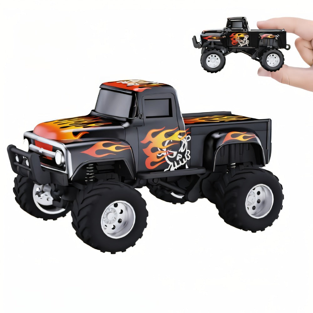 RC Monster Truck 1:64 Scale Alloy Shell with LED Lights | Multi-Control Modes, Adjustable Speed & Steering | Mini Off-Road Toy Car for Kids Adults