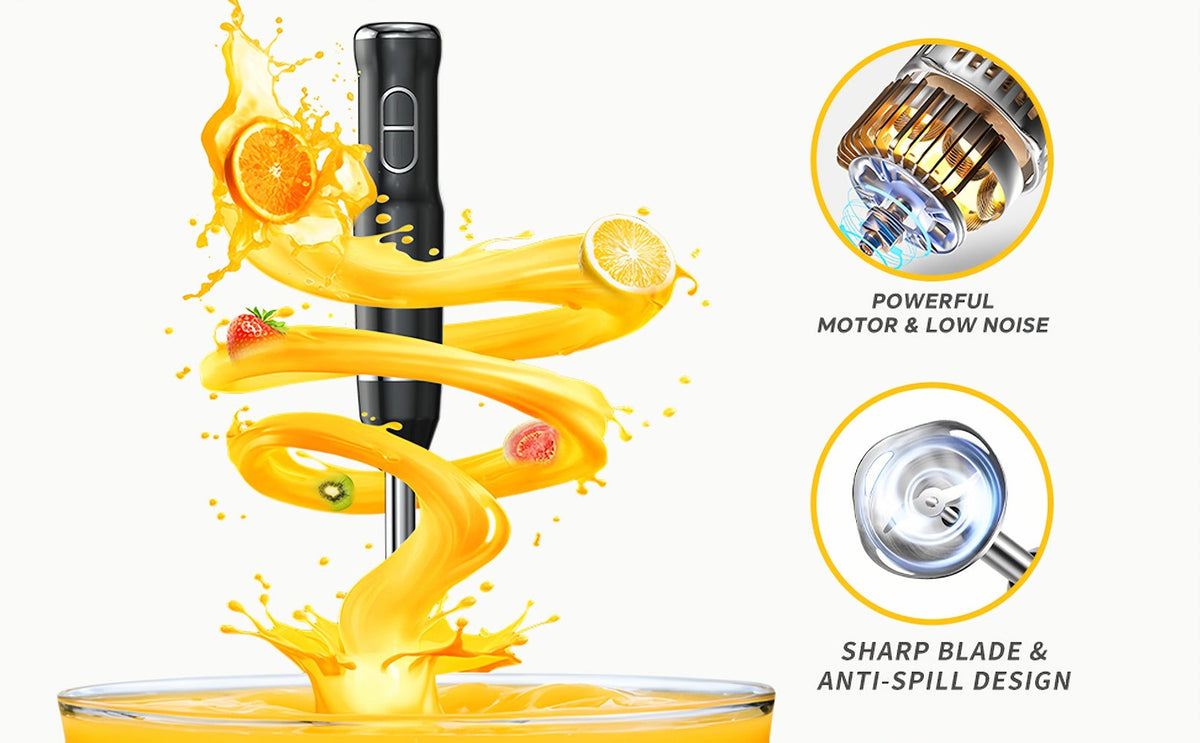 Immersion Blender 400W with Turbo Mode - Handheld Stick Blender with 304 Stainless Steel Blades, 2-Speed Electric Hand Blender, Detachable Shaft, Portable Immersion Mixer for Soups, Smoothies & Baby Food