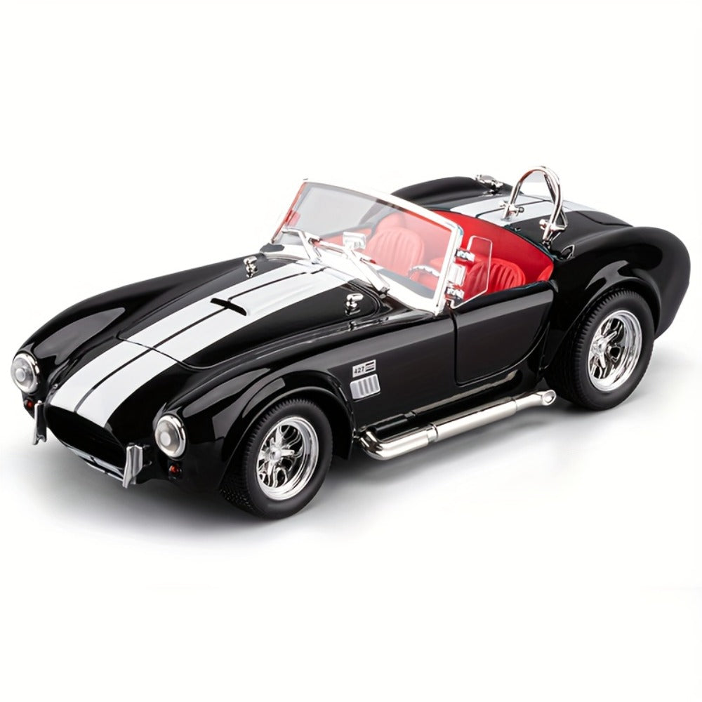 Shelby Cobra 1:22 Scale Zinc Alloy Diecast Model Car – Collector-Grade Exhibition-Quality Replica with Openable Doors, Static Display for Home Office Desk, Birthday Gift (Black / Blue / Red)