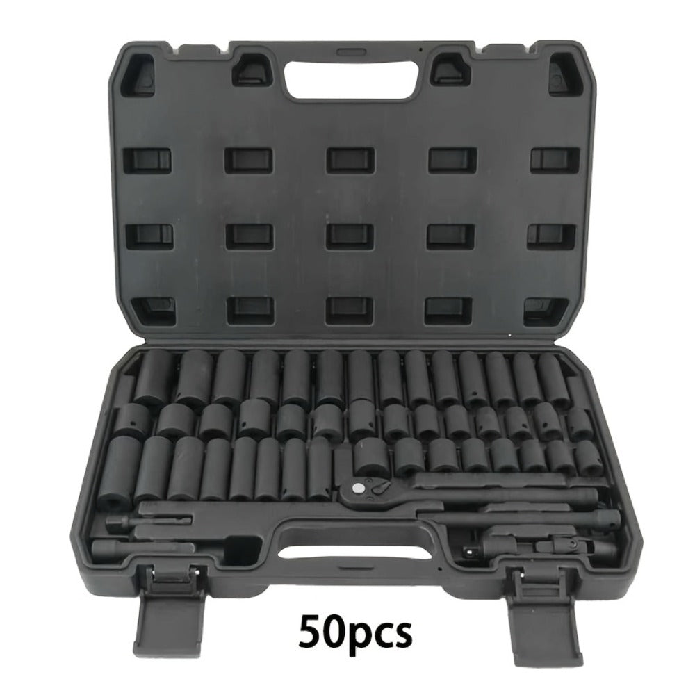 Impact Socket Set 53/54/194/518PCS – 3/8" Drive CR-V Steel | Metric 8-22mm & Imperial 5/16"-3/4" | Complete Socket Kit for Car Repair, DIY & Mechanics | Best Gift for Men