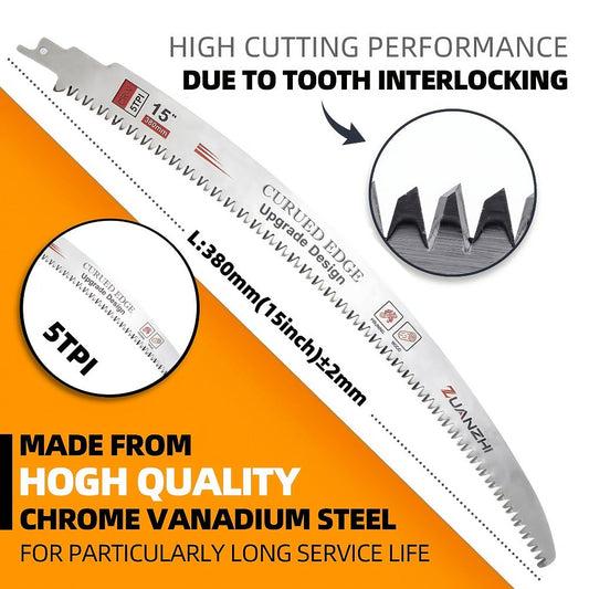 Reciprocating Saw Pruning Blades, Arc Edge 6 TPI CR-V Steel, 3-Pack