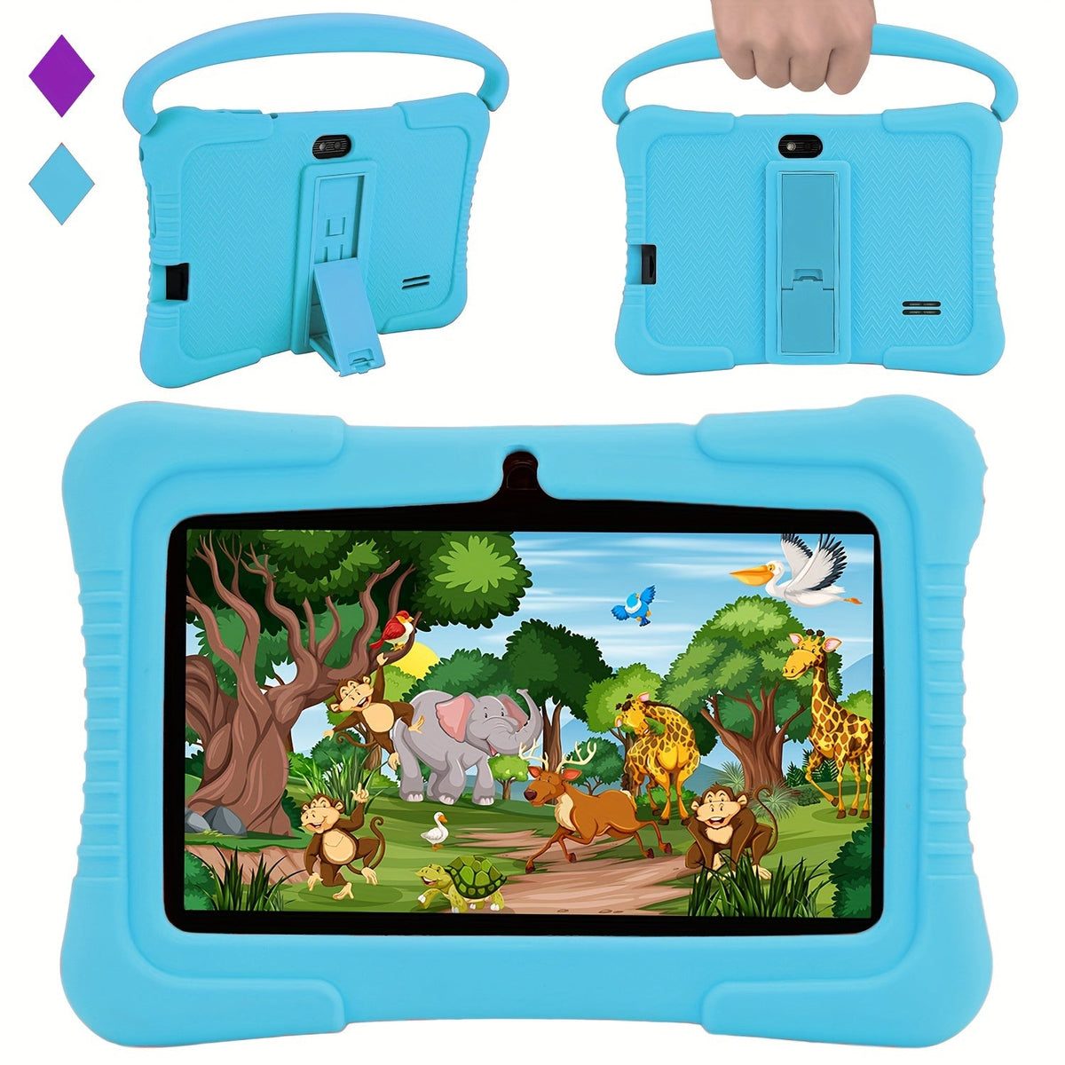 Kids Tablet 7 Inch Veidoo Android WiFi Eye Protection Screen Dual Camera Parental Control Educational Games Drop-Proof Silicone Cover 1+16GB 2+32GB Blue Pink Children Tablet Pad