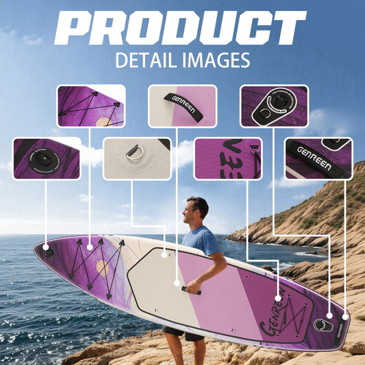 Inflatable Touring Paddle Board, 11 ft x 34 in, with Accessory Bundle