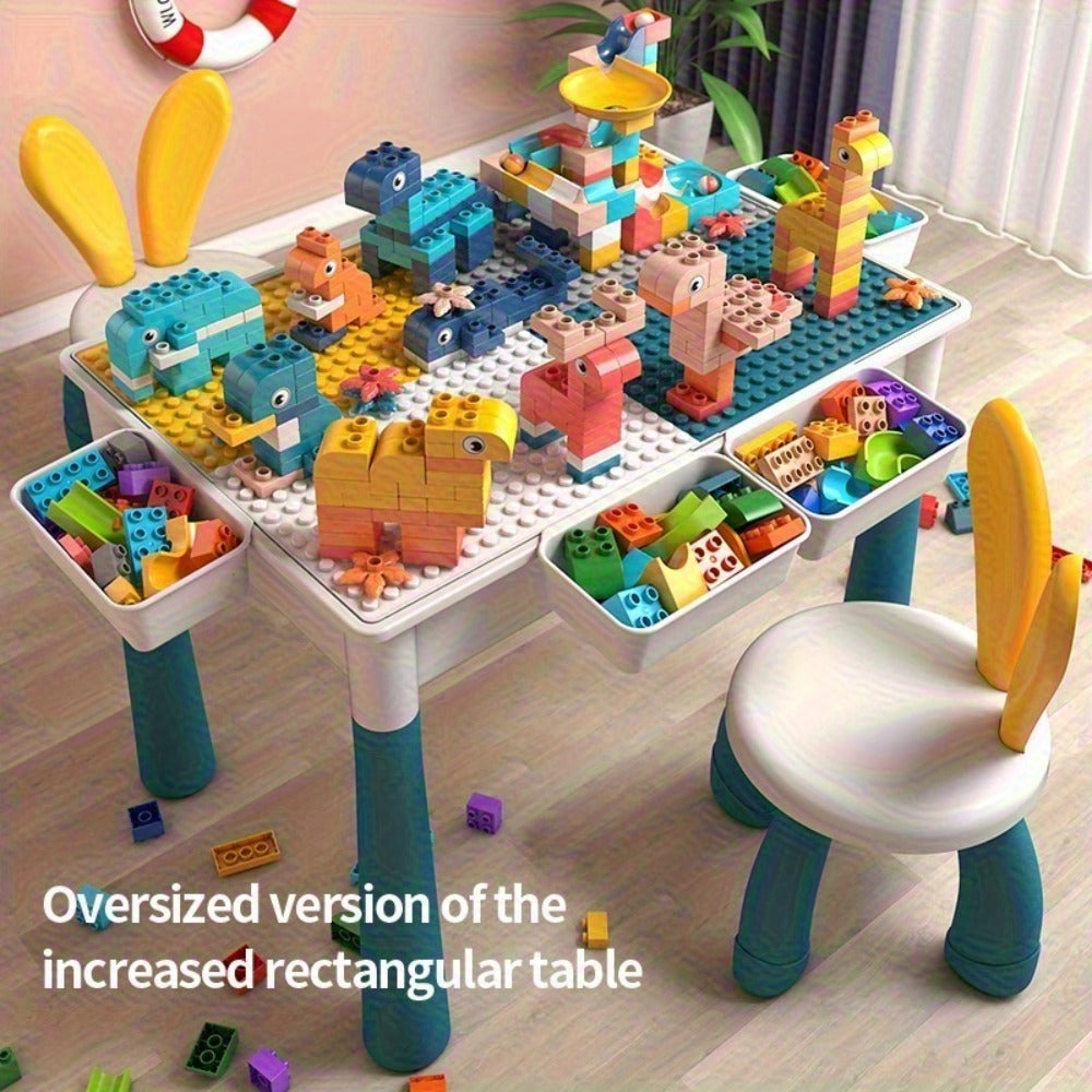 Kids Building Block Table & Chair Set with Storage, 16.5 x 12.6 in
