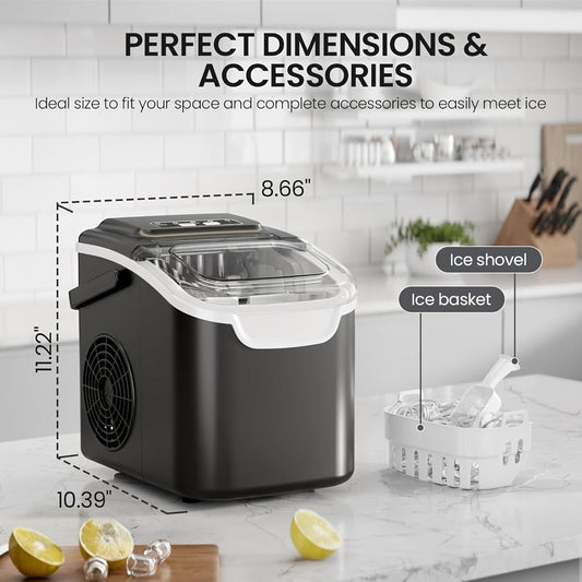 Countertop Bullet Ice Maker, 26 lbs/Day, Self-Cleaning in 4 Colors