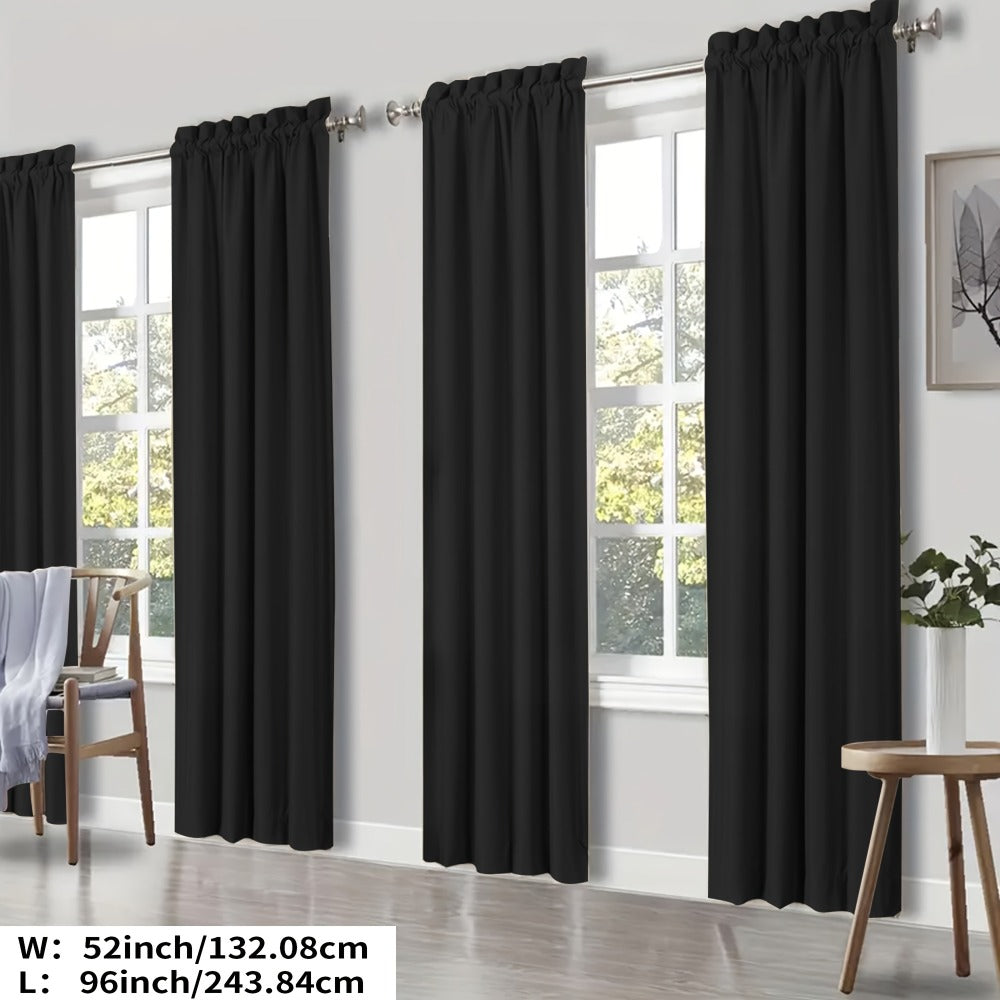 Blackout Curtains 4 Panels Thermal Insulated Room Darkening Drapes – Rod Pocket, Energy Saving, Solid Color for Bedroom & Living Room, 7 Colors & Multiple Sizes