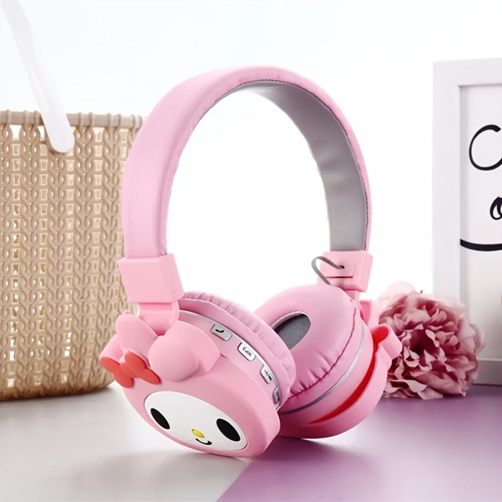 Sanrio Kuromi My Melody Cute Wireless Headset Foldable Portable Smart Call Anime Design for Daily Sports Learning Festival Gift for Girls Teens My Melody Black Kuromi Red