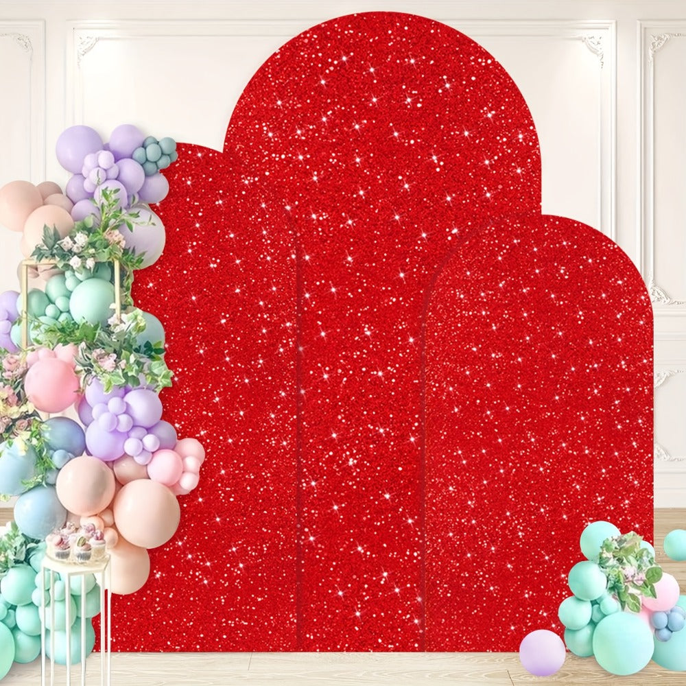 Sequin Wedding Arch Cover Set 3pcs – 6ft 6.6ft 7.2ft Metallic Spandex Payette Glitter Arch Backdrop Cover for Wedding Ceremony, Birthday Party, Bridal Shower & Event Decoration | Fits Most Arch Stands