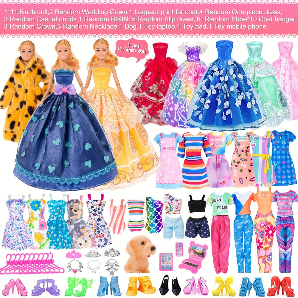 11.5-Inch Fashion Doll Set with 16 Outfits, Shoes and Accessories