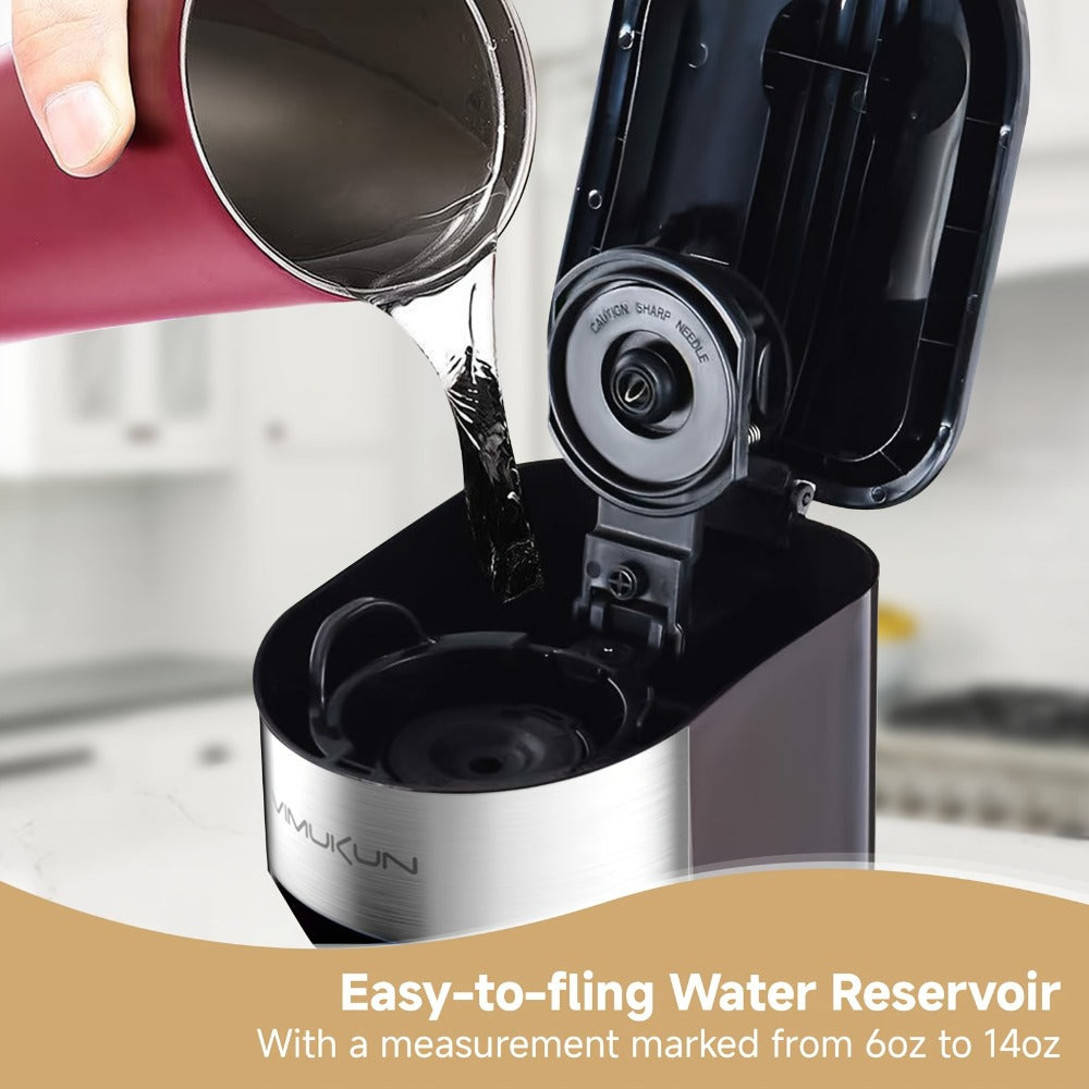Coffee Brewer Single Serve for K-Cup Pods and Ground Coffee 6-14oz Reservoir One-Button Operation Auto Shut-Off Compact Coffee Maker for Home Office Dorm Travel 120V