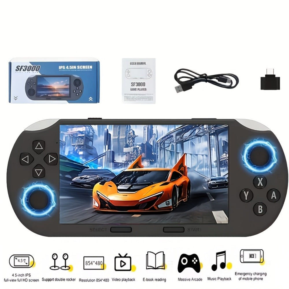 Retro Handheld Game Console Linux System 4.5 Inch HD Screen 64GB Card 3000mAh Battery - Portable Vintage Gaming Device, Perfect Birthday Christmas Halloween Gift for Kids Adults