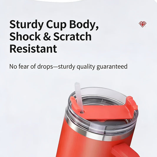 Insulated Tumbler with Handle & Straw Lid, 40 oz 304 Stainless Steel, 15 Colors