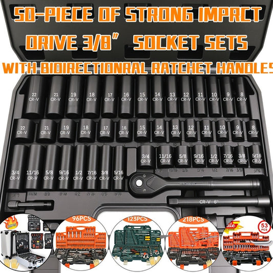 Ratchet Socket Wrench Set with Handle for Auto & Home Repair, Multiple Kit Options
