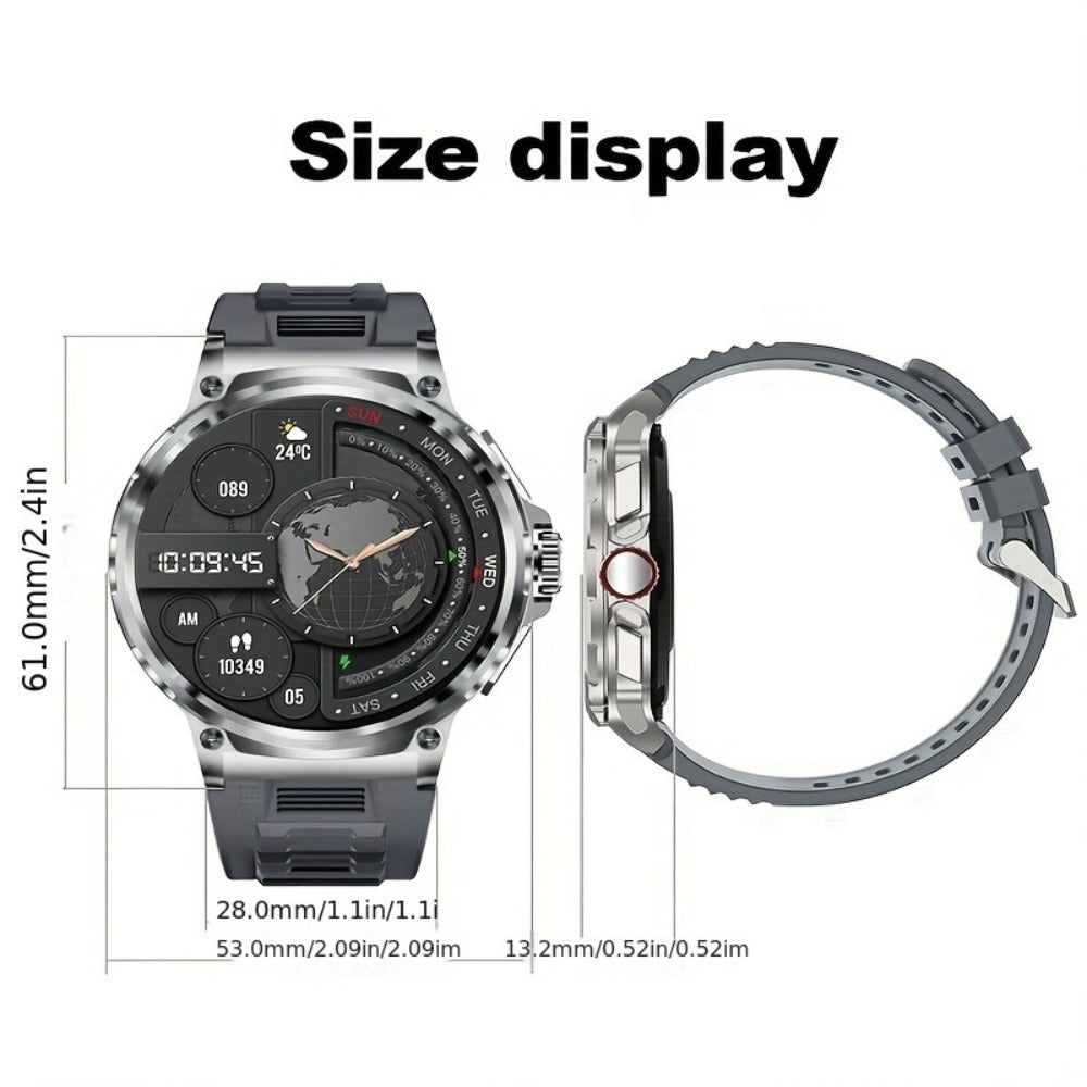 710mAh Long Battery Outdoor Sports Smartwatch for Men – 360x360 HD Screen Wireless Calling High-Quality Speaker Music Control Sports Tracking Sleep Monitor Dynamic Dial Silver Black Gift
