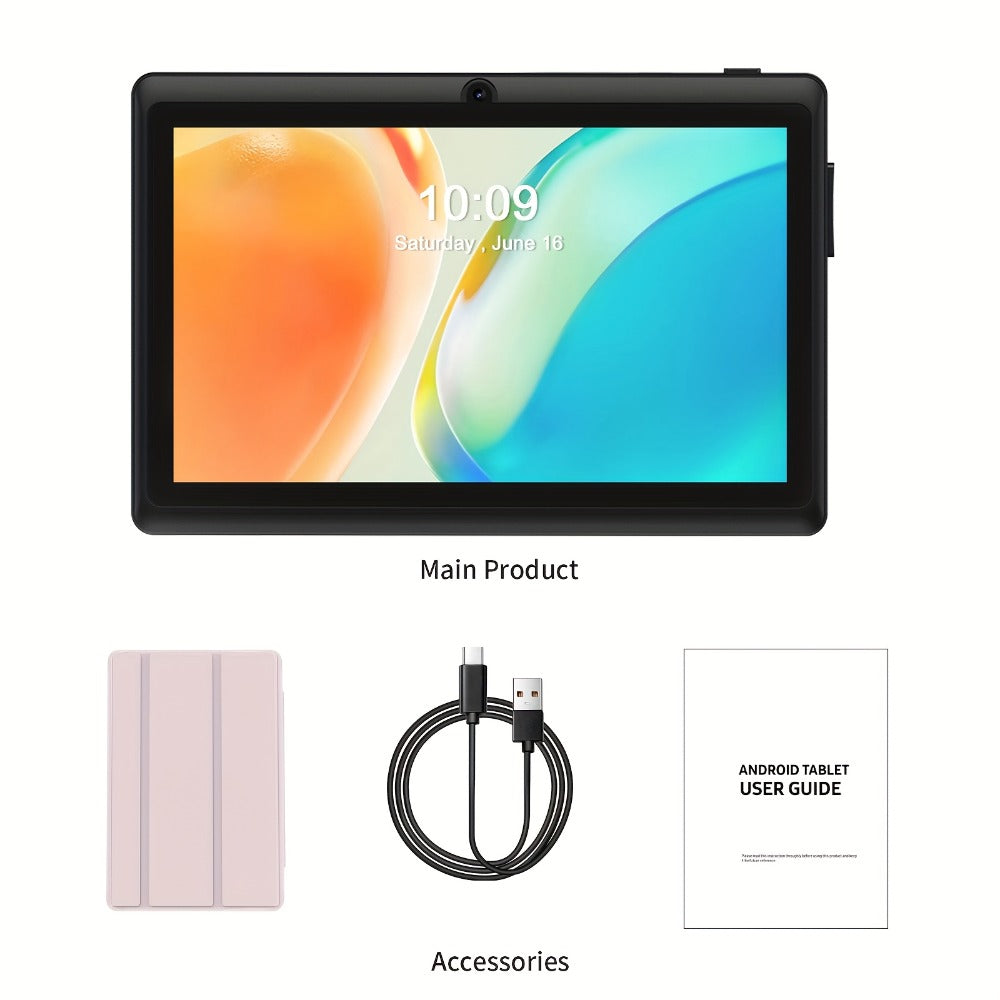 Android 13 Tablet 7 Inch with Protective Case – 4GB RAM, 32GB ROM, 1TB Expandable Storage, 3500mAh Battery, HD IPS Screen, Dual Camera, WiFi, USB-C, Classic Style Portable Tablet for Kids & Adults