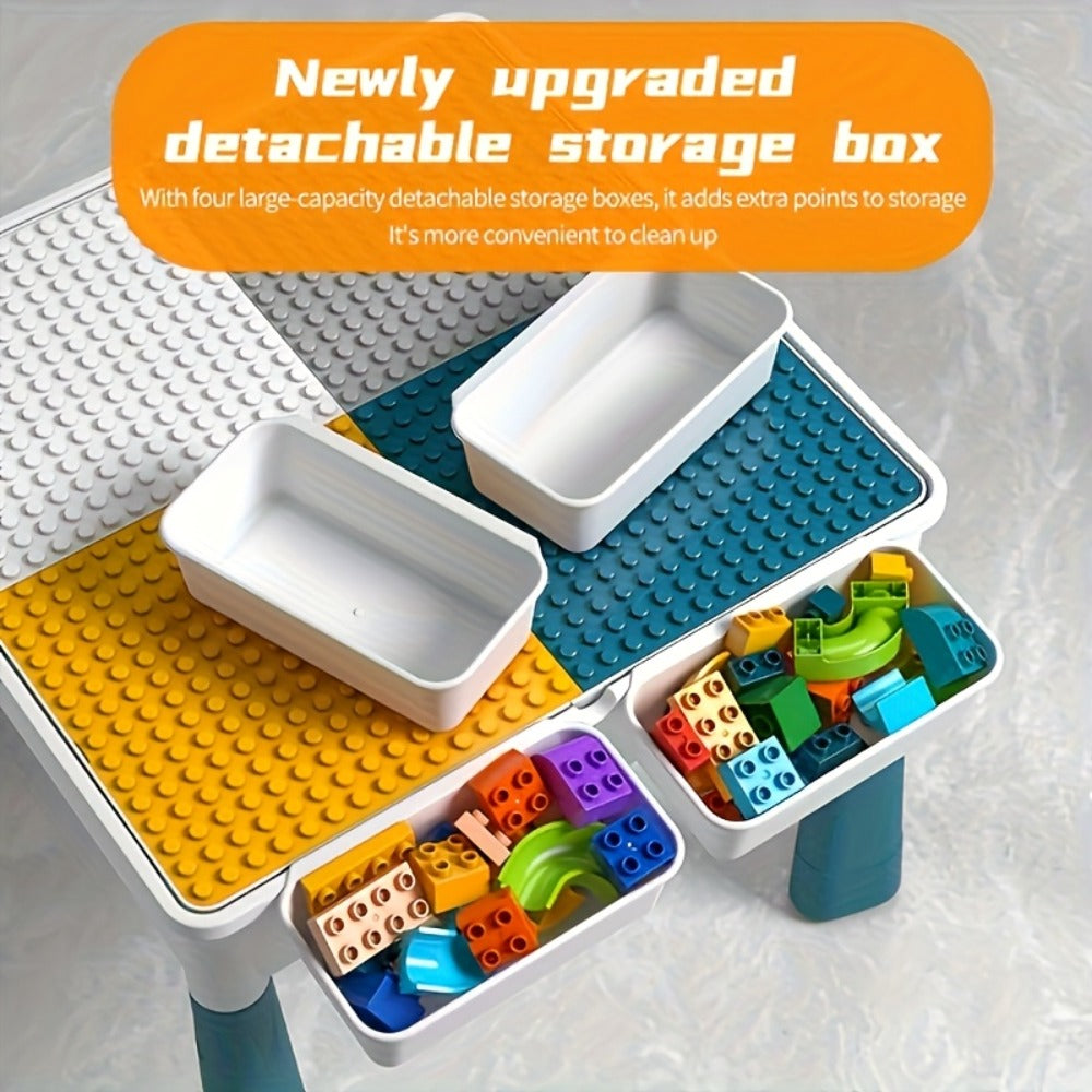 Kids Building Block Table & Chair Set with Storage, 16.5 x 12.6 in