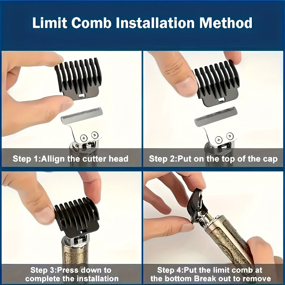 Professional Hair Clipper with LCD Display Vintage Oil Head Fade & Carving Hair Cutting Machine - Precision Trimming for Barbers & Home Use, Unique Dragon & Buddha Head Designs, Rechargeable