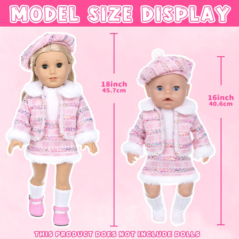 Knitted Doll Clothes Set for 16-18 Inch Dolls with Shoes and Accessories