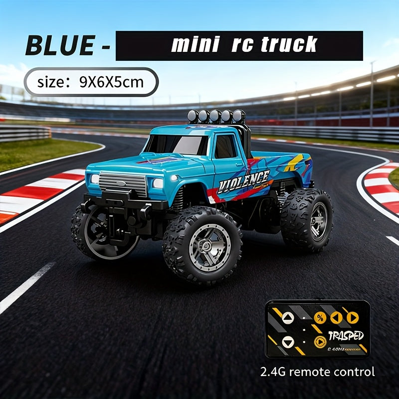 1:64 Mini RC Truck with Trailer and LED Lights, Green, Gray or Blue