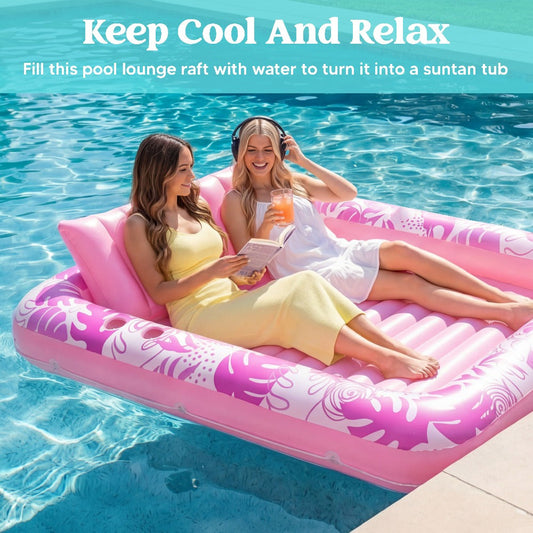 Hot Pink 4-in-1 Inflatable Pool Float Lounger with Pillow