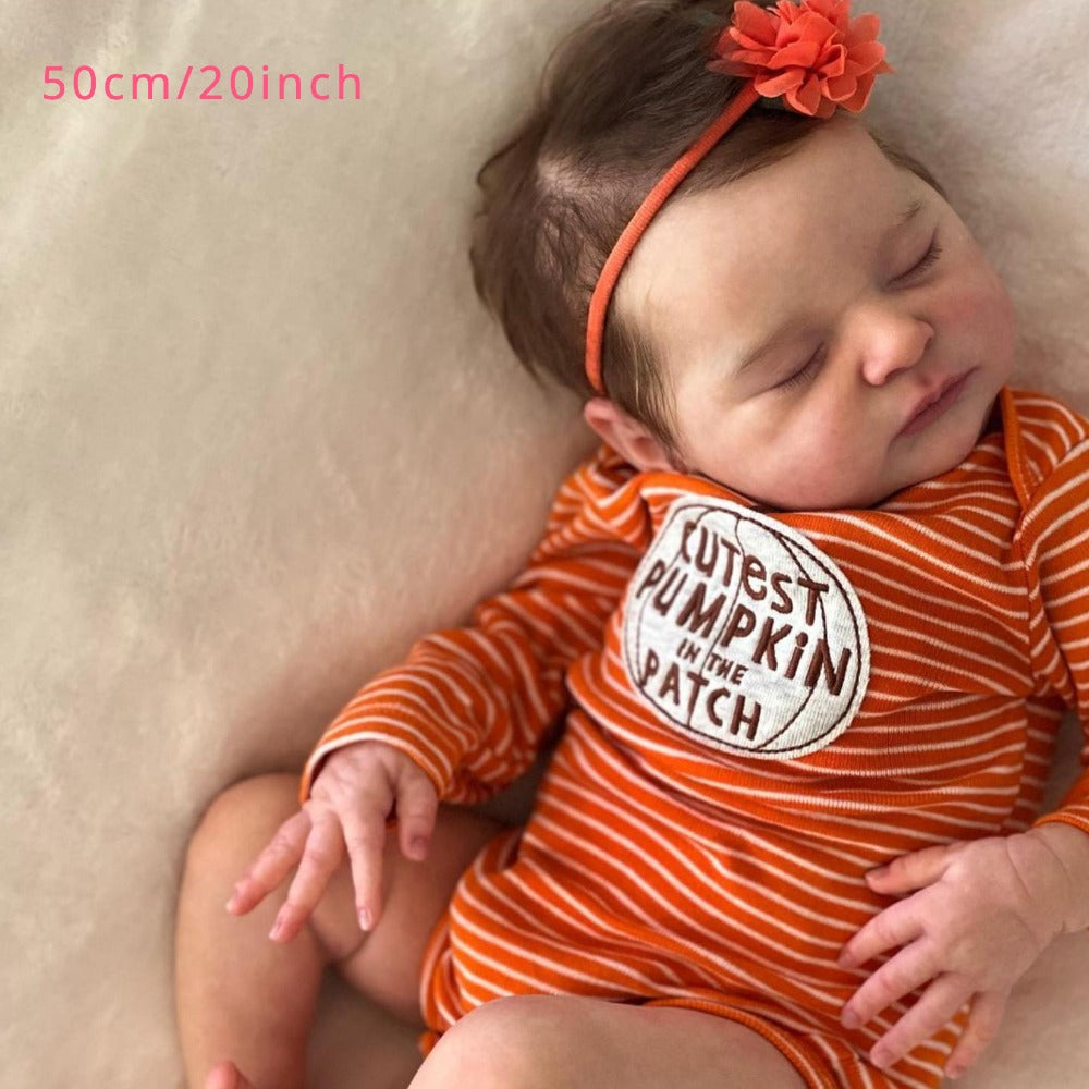 20-Inch Sleeping Reborn Baby Doll with Hand-Rooted Hair and Cloth Body