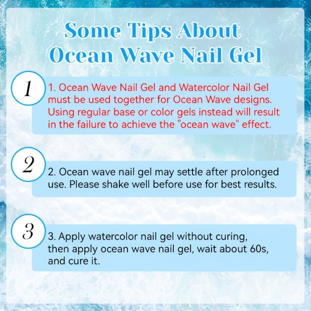 Watercolor Marble Ocean Wave Nail Art Gel Polish Set NICOLE DIARY 2pcs 15ml Each - UV LED Cured Long Lasting Glossy Ink Effect DIY Home Manicure No Resin Remover Needed Nail Gel Kit for Women