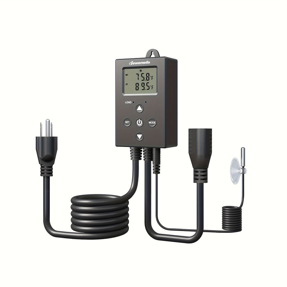 Digital Temperature Controller Thermostat Outlet Heating Cooling Mode 14°F-140°F LCD Display Buzzer Alarm 120V 10A 1200W for Freezer Greenhouse Reptile Aquarium Incubator Home Brewing