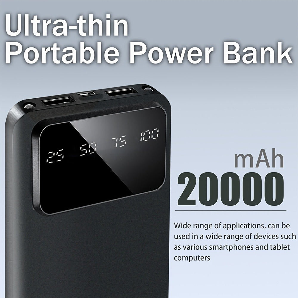 20000mAh Power Bank Portable Charger Fast Charging Dual USB Output Type-C Input LED Display Compatible with iPhone Android Samsung – Slim Travel Battery Pack