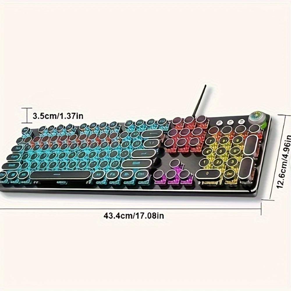 Hot-Swappable Mechanical Keyboard and Mouse Combo 34 Lighting Effects True Mechanical Blue Switches Retro Style USB Wired Aesthetic Gaming Set for Desktop Laptop Windows Mac Gift for Boyfriend Girlfriend