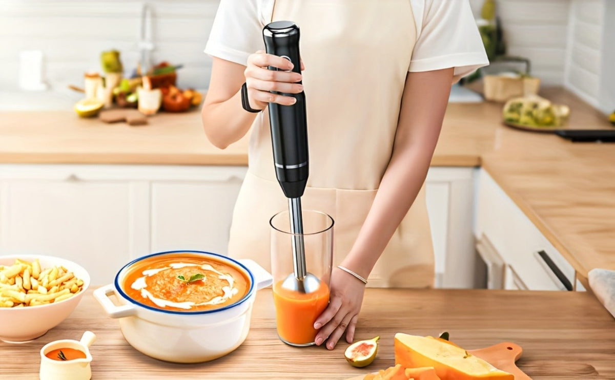 Immersion Blender 400W with Turbo Mode - Handheld Stick Blender with 304 Stainless Steel Blades, 2-Speed Electric Hand Blender, Detachable Shaft, Portable Immersion Mixer for Soups, Smoothies & Baby Food