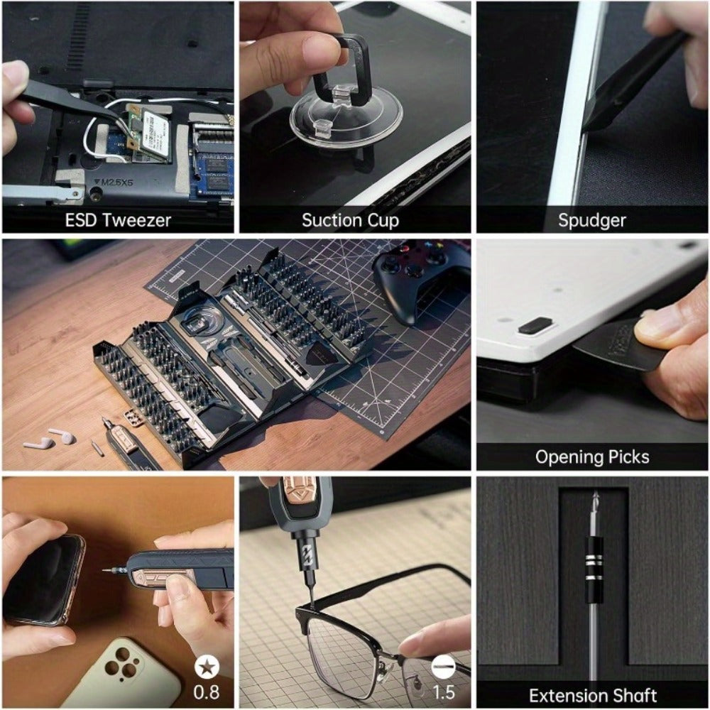 180-in-1 Precision Screwdriver Set – Magnetic Professional Repair Kit for Laptop, Phone, Camera, Tablet, Game Console & Glasses, Angular Container Case Design
