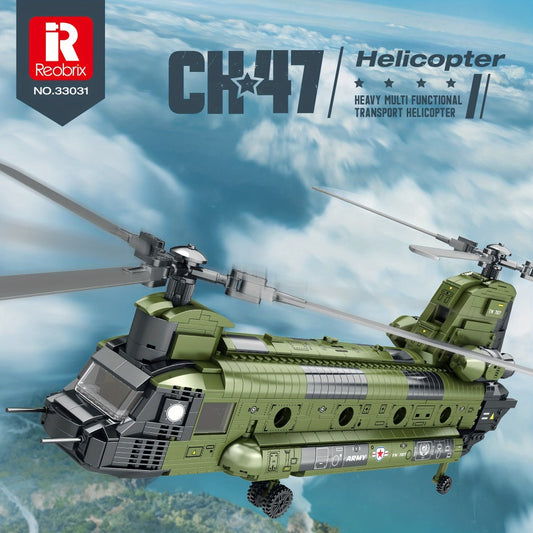 CH-47 Chinook Helicopter Building Set, 1,622-Piece MOC Model