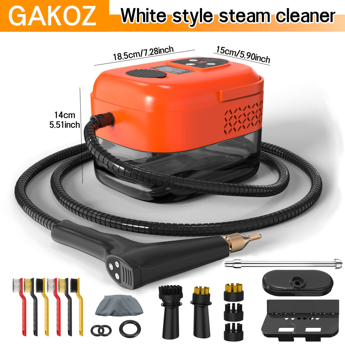 High Temperature Pressurized Steam Cleaner Handheld Portable Steam Cleaning Machine Set with Brush Heads & Glass Scraper - Multi-Surface for Kitchen, Bathroom, Furniture, Car & Tile Grout, Multiple Colors