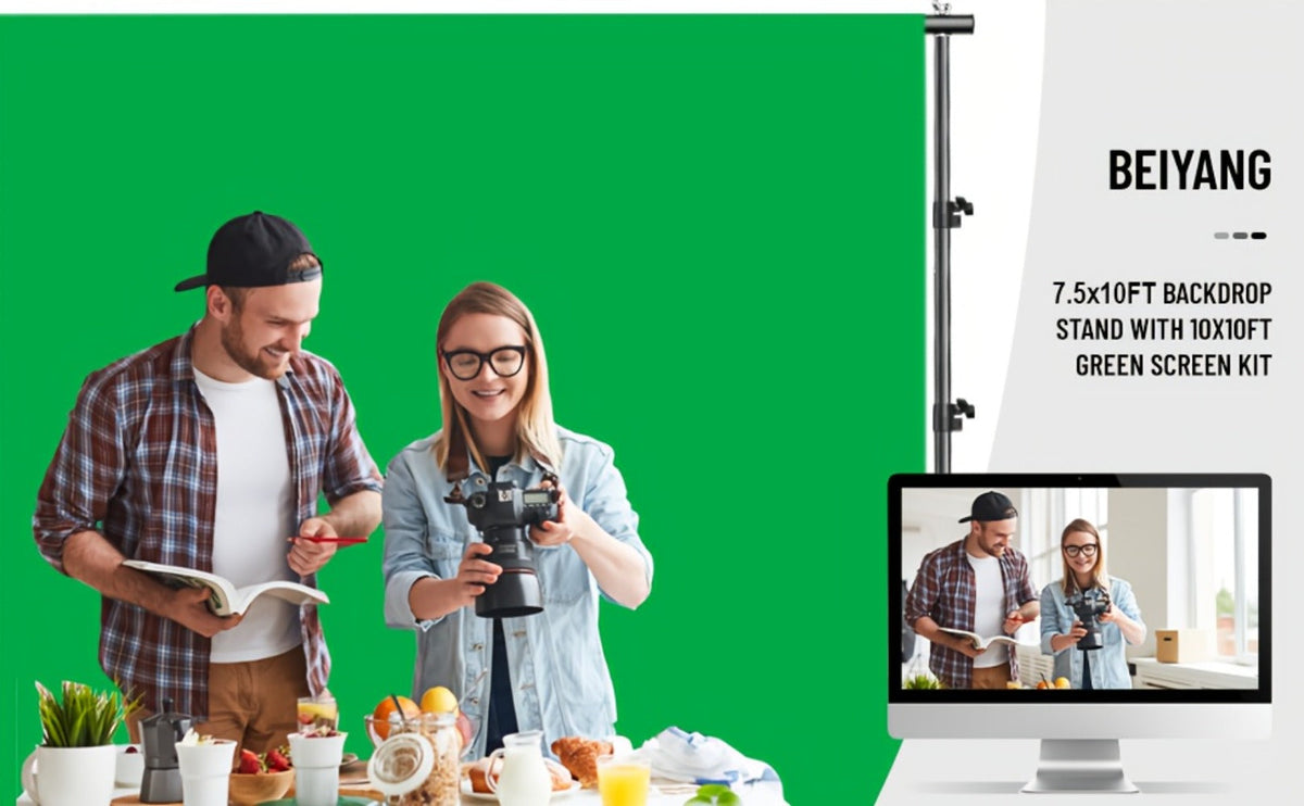 Green Screen Backdrop with Stand Kit 10x10Ft Chroma Key Background 7.5x10Ft Portable Stand with Carrying Bag 4 Clamps for Photoshoot Portraits Party Video Recording Streaming