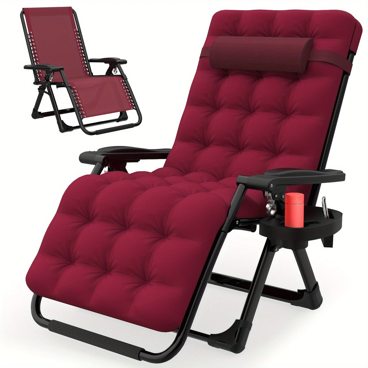 Zero Gravity Chair Outdoor Recliner – 440LBS Capacity, 4-Inch Thick Cushion, Upgraded Aluminum Lock, Cup Holder & Headrest, Breathable Mesh, Foldable Patio Lounge Chair for Backyard & Lawn (5 Colors)