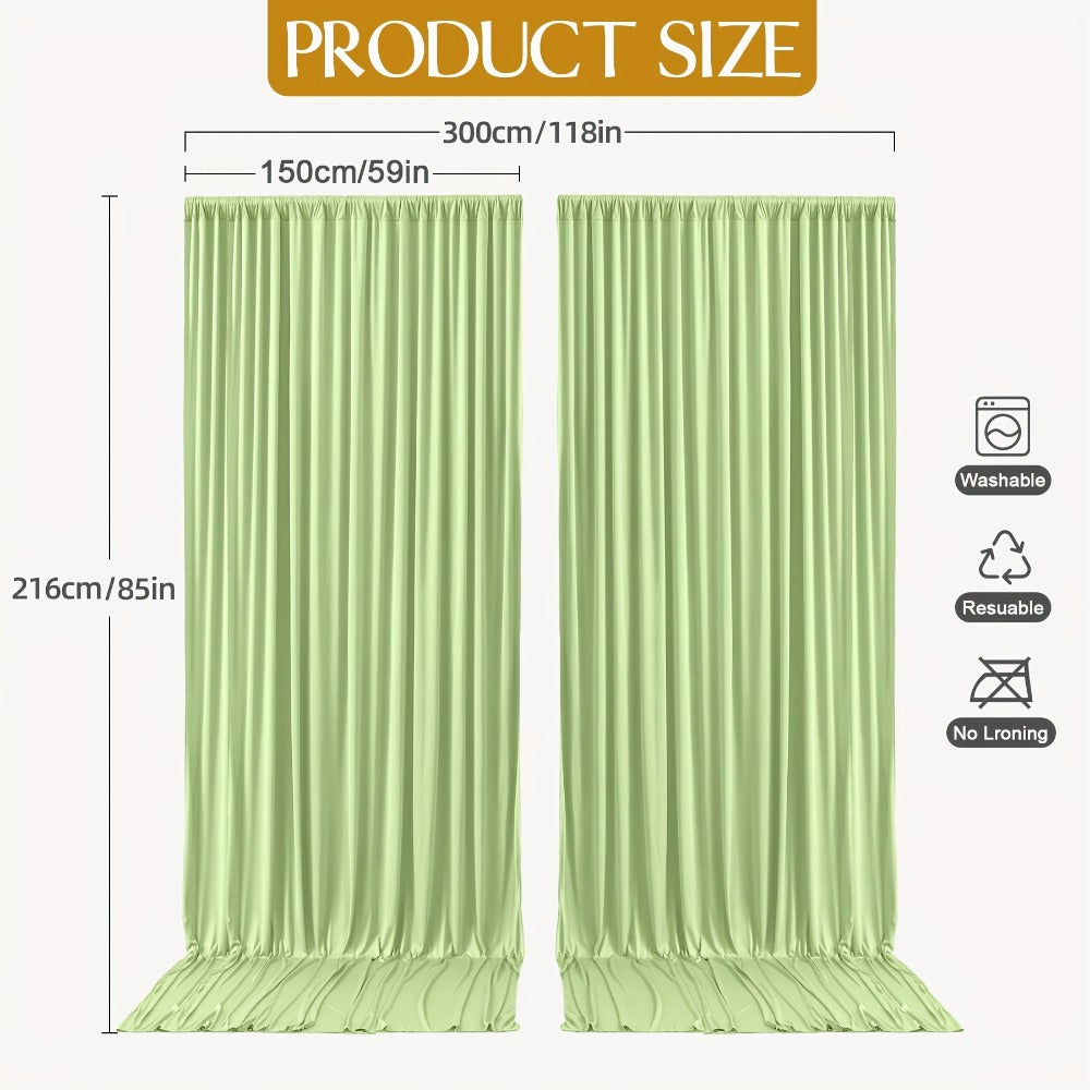Elegant Fabric Backdrop Curtains 4pcs with Poles 59x85in Non-Transparent Wrinkle-Free Party Photo Backdrop for Wedding Birthday Bridal Shower Graduation Prom Christening Holiday Decor