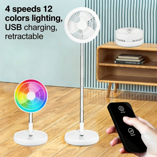 Foldable Portable Fan, USB Rechargeable 3600mAh with 4 Speeds & Remote Control