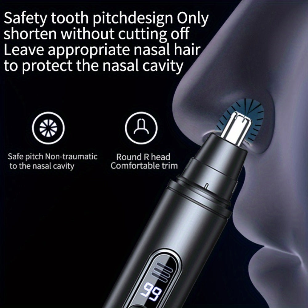 Electric Nose Trimmer with LED Display – USB Rechargeable Painless Facial Hair Removal Device for Men & Women, Nose Ear & Eyebrow Trimmer, Upgraded Grooming Tool, Ideal Gift