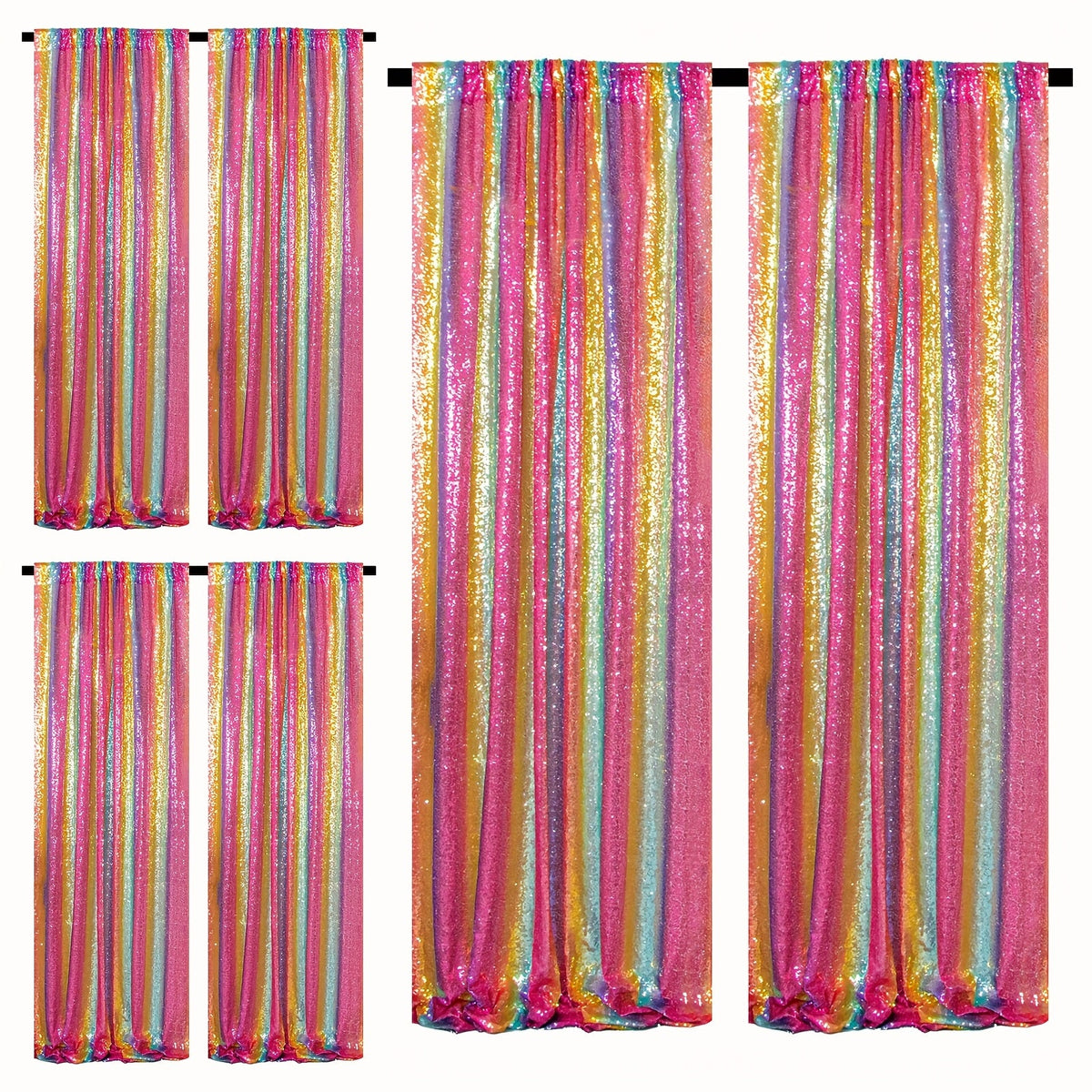 Sequin Backdrop Curtains 2FTx8FT Glitter Photography Background Panels for Party Wedding Birthday Stage Decoration Gold Yellow Shimmer Curtain Set 4 6 10 Panels Available