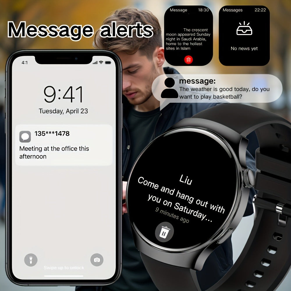 Watch 4 Pro Business Smartwatch for Men & Women, Wireless Calling, Weather Alerts, Music Control, Message Notifications, Step Counter & Calorie Tracker, Elegant Business Style – Compatible with Android & iPhone