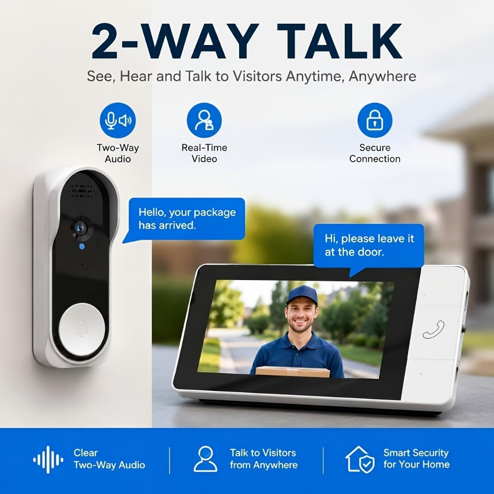 Wireless Security Camera System with Video Doorbell, Indoor Outdoor Surveillance, Long Battery Life, Two-Way Audio, Night Vision, Motion Detection, Smart App Control for Home Apartment Front Door