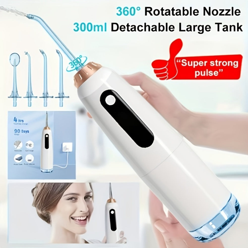 Water Flosser Oral Care Kit – 3-Mode Portable Electric Dental Cleaner, USB Rechargeable, 4-Function Nozzle, Tooth Whitening Device & Electric Toothbrush Set for Travel & Home Use
