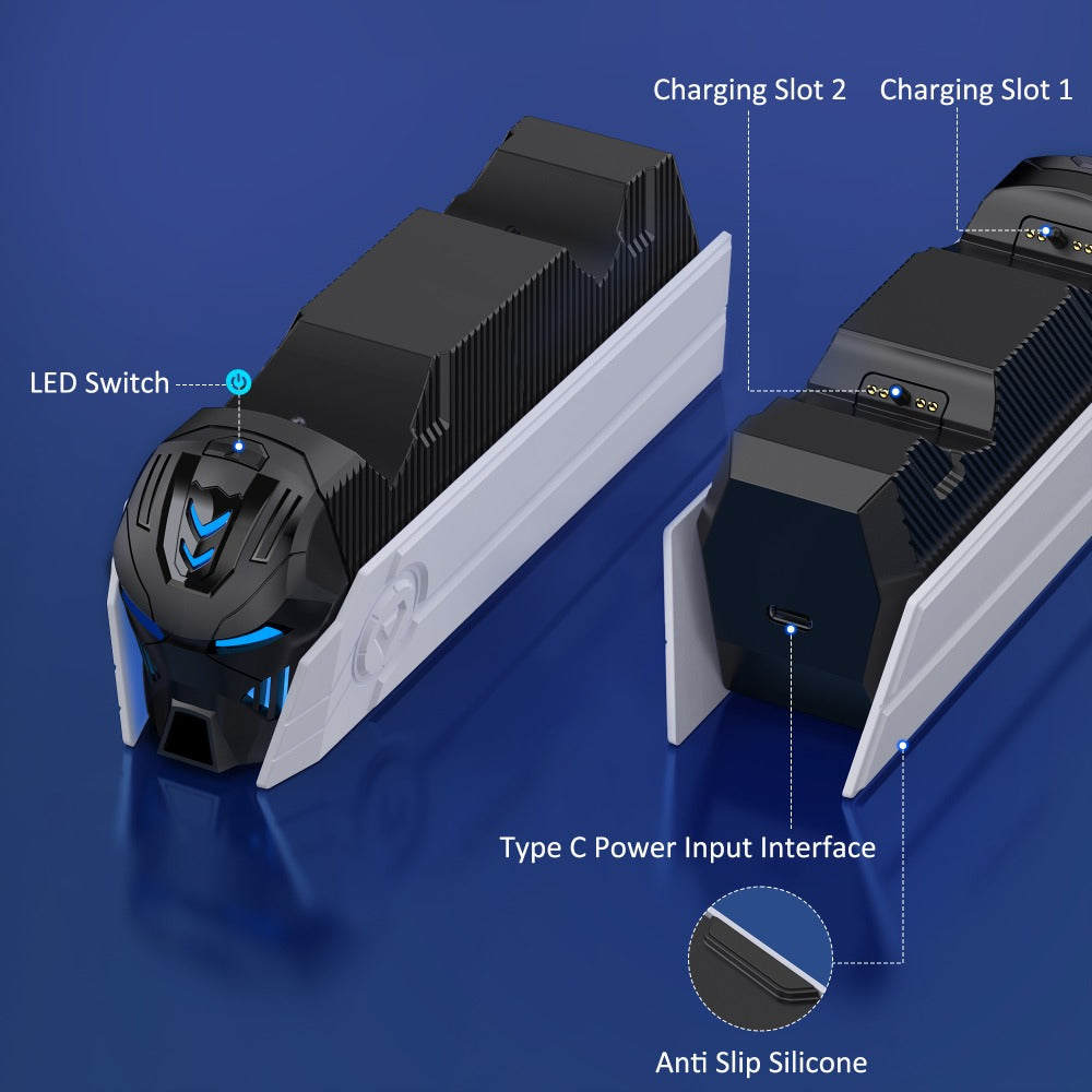 DualSense & DualSense Edge PS5 Controller Charging Station with LED Light – Dual Fast Charging Dock for PlayStation 5 Controllers, Cool Design PS5 Charger Stand for DualSense / Edge Controller